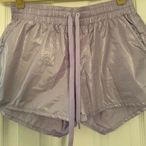 Zyia Shiny Lavender Bomber Shorts